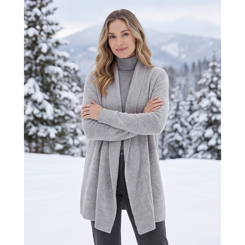 Barefoot Dreams L/XL Bamboo Chic Lite Circle Cardigan Silver Gray 436